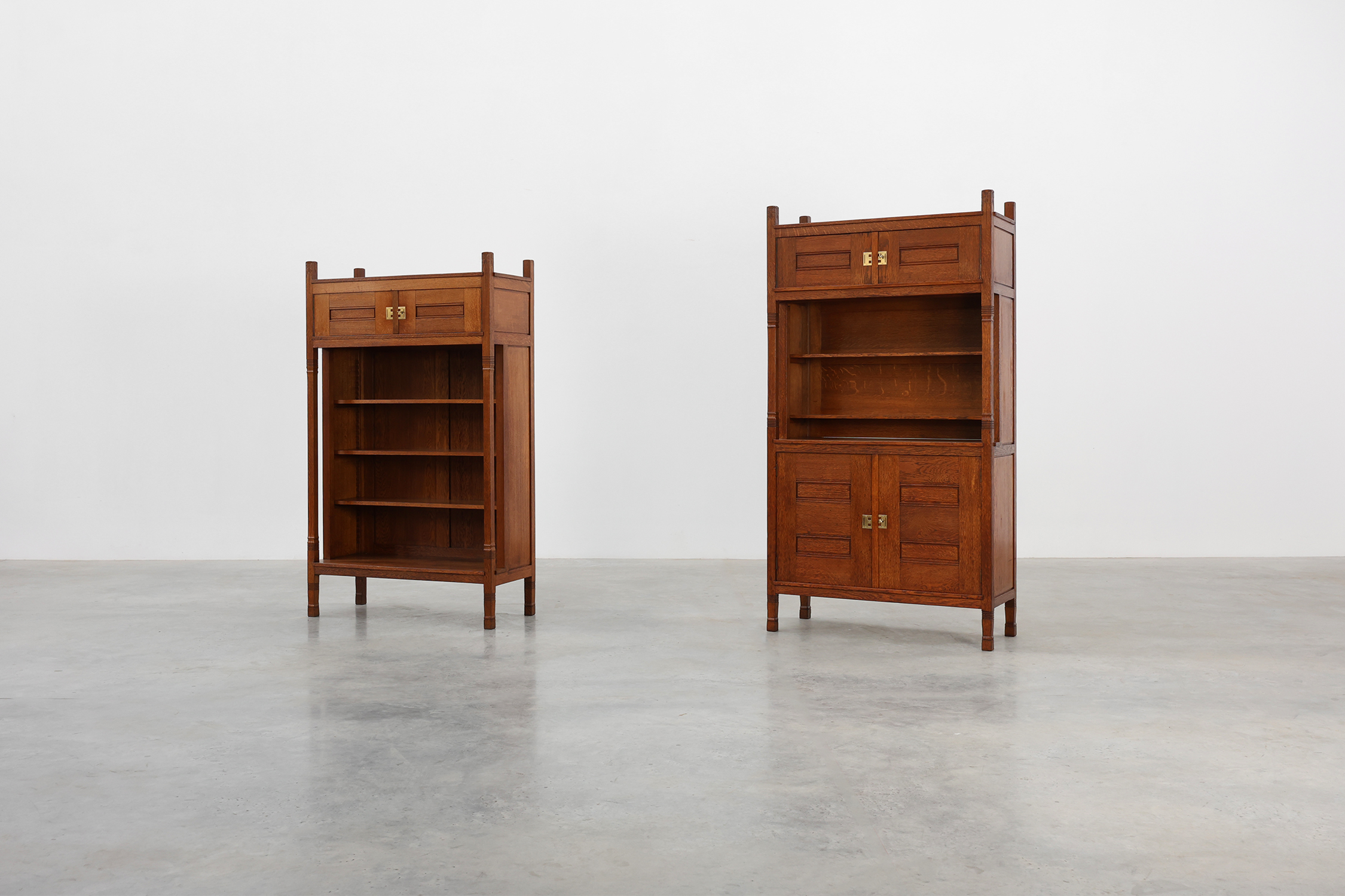 Jugendstil oak cabinet with open shelf section, Netherlands ca. 1900thumbnail